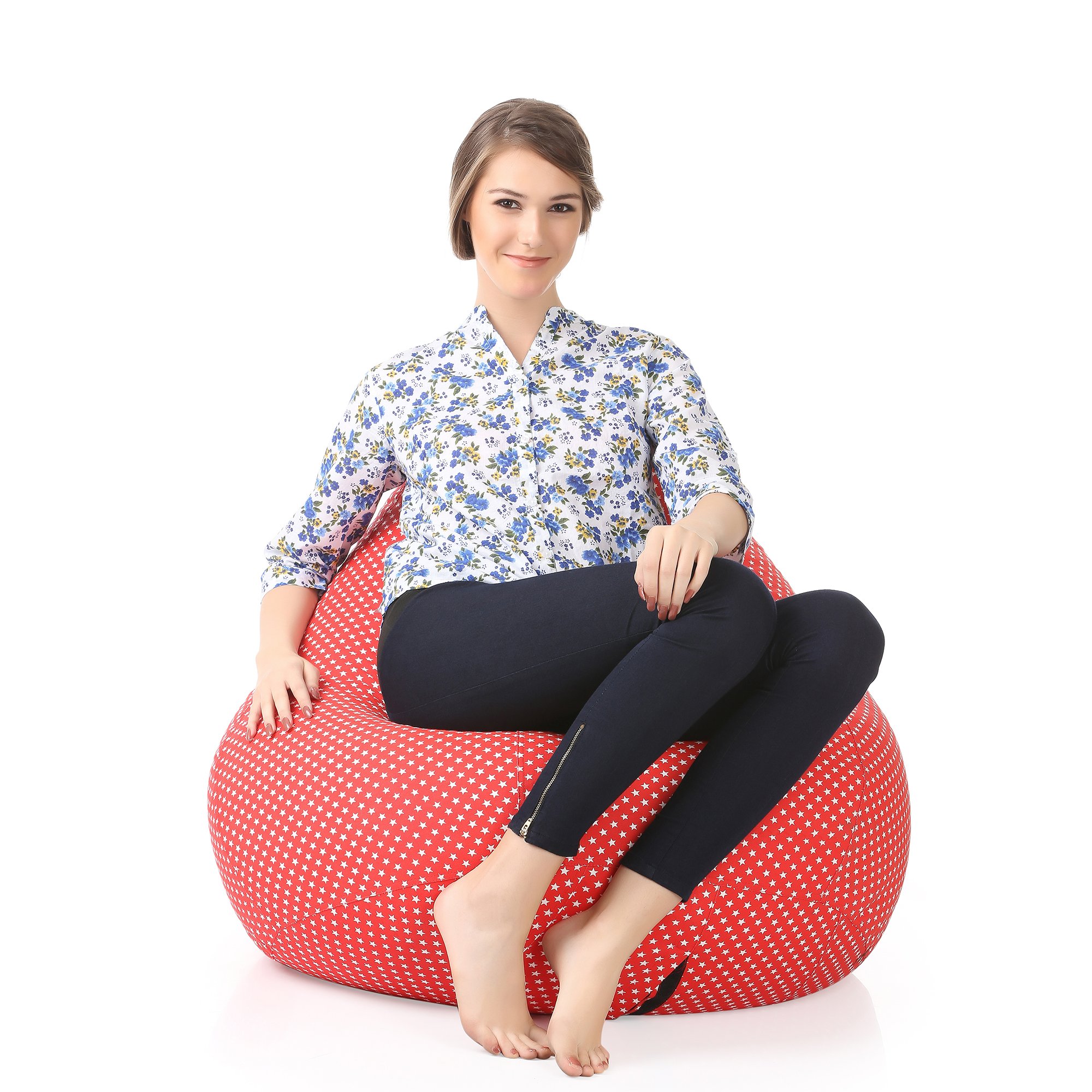 Style Homez Classic Cotton Canvas Star Printed Bean Bag XXXL Size Cover Only 2