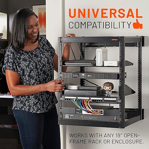 Vista 4 de ECHOGEAR Estante para rack de 2U – Diseño universal que funciona con cualquier rack – Capacidad para 50 bits de servidores, equipo de red o equipos