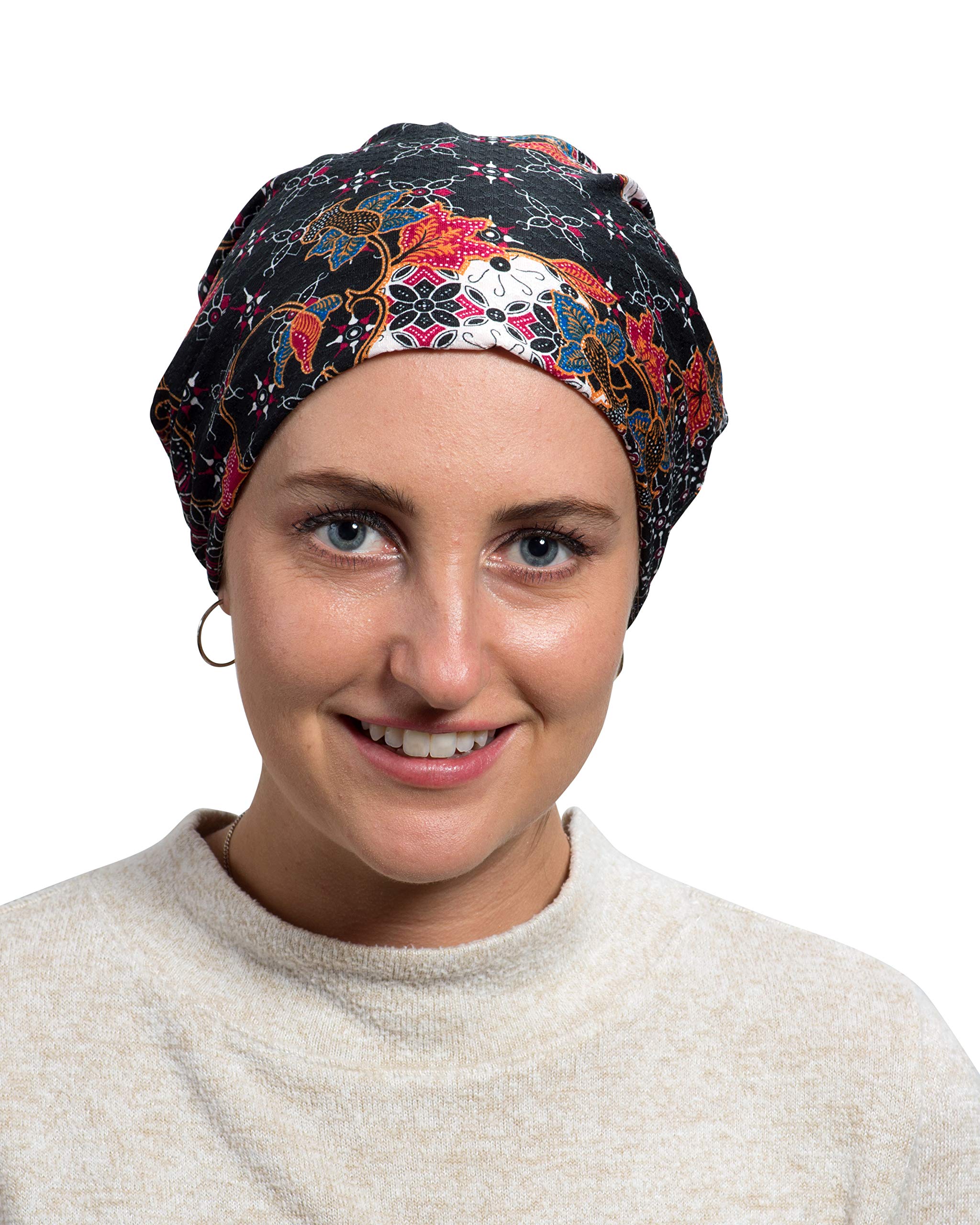 Candid Signature ApparelWomen’s Slouchy Baggy Chemotherapy, Soft & Comfortable Beanie, Floral Batik Prints