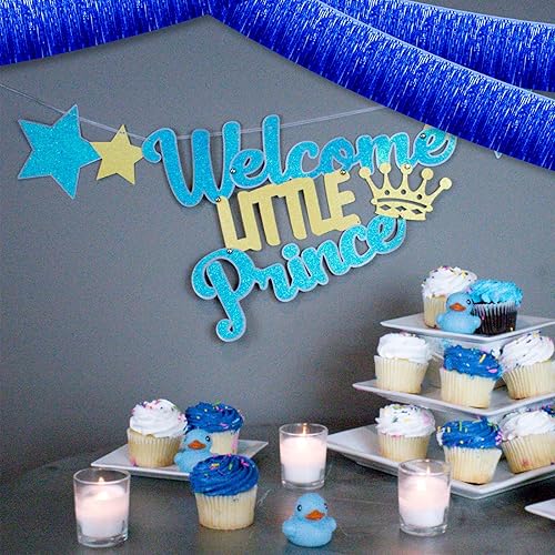 Miniatura 4 de Paquete de 10 guirnaldas de flecos de papel de aluminio azul de 10 pies con borlas metálicas para colgar en la pared, telón de fondo para flotadores