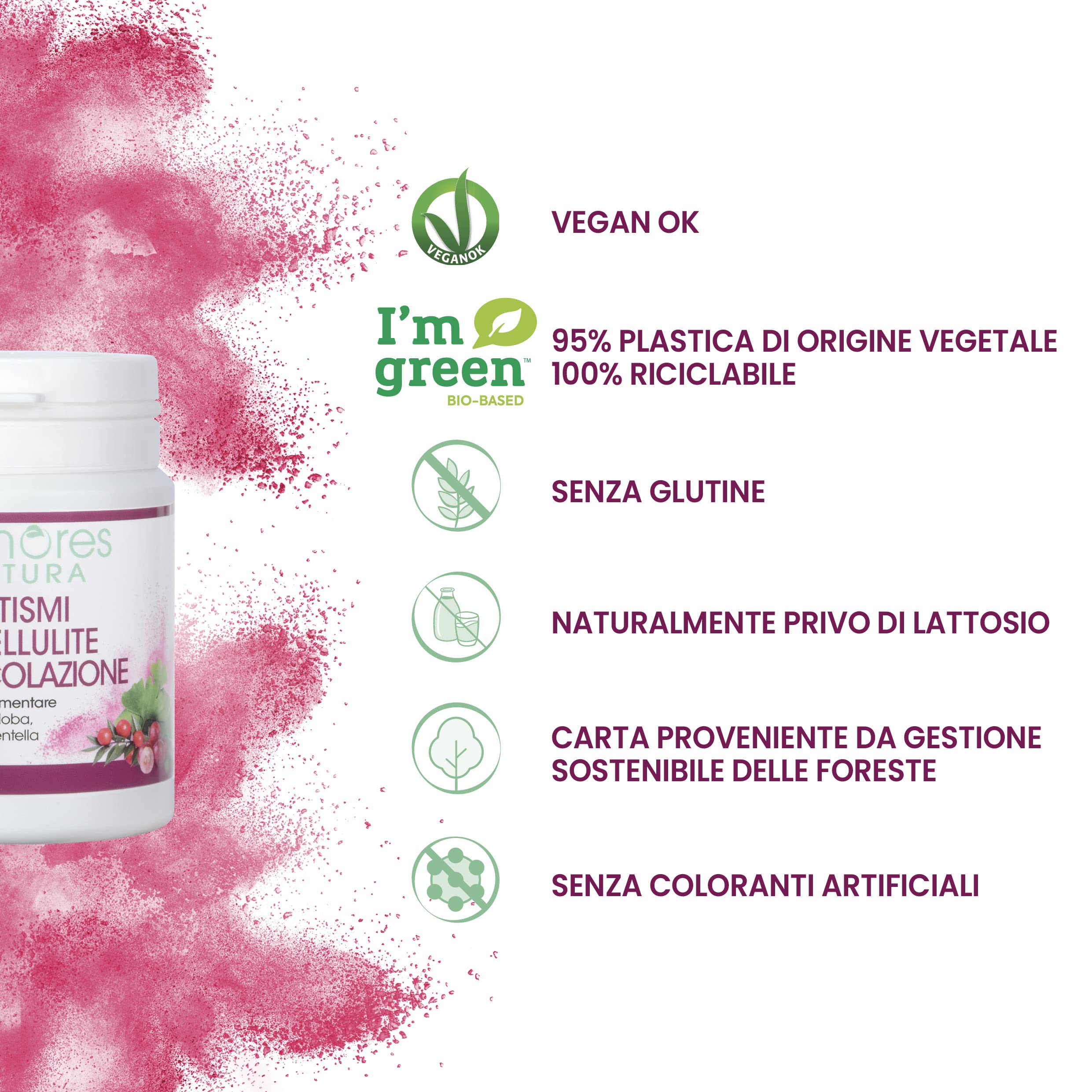 Armores Natura Integratori Alimentari, Inestetismi della Cellulite & Circolazione, Aiuta il Microcircolo, Anticellulite, a Base di Ginkgo Biloba, Uva e Centella, Vegano, Astuccio 30 Capsule
