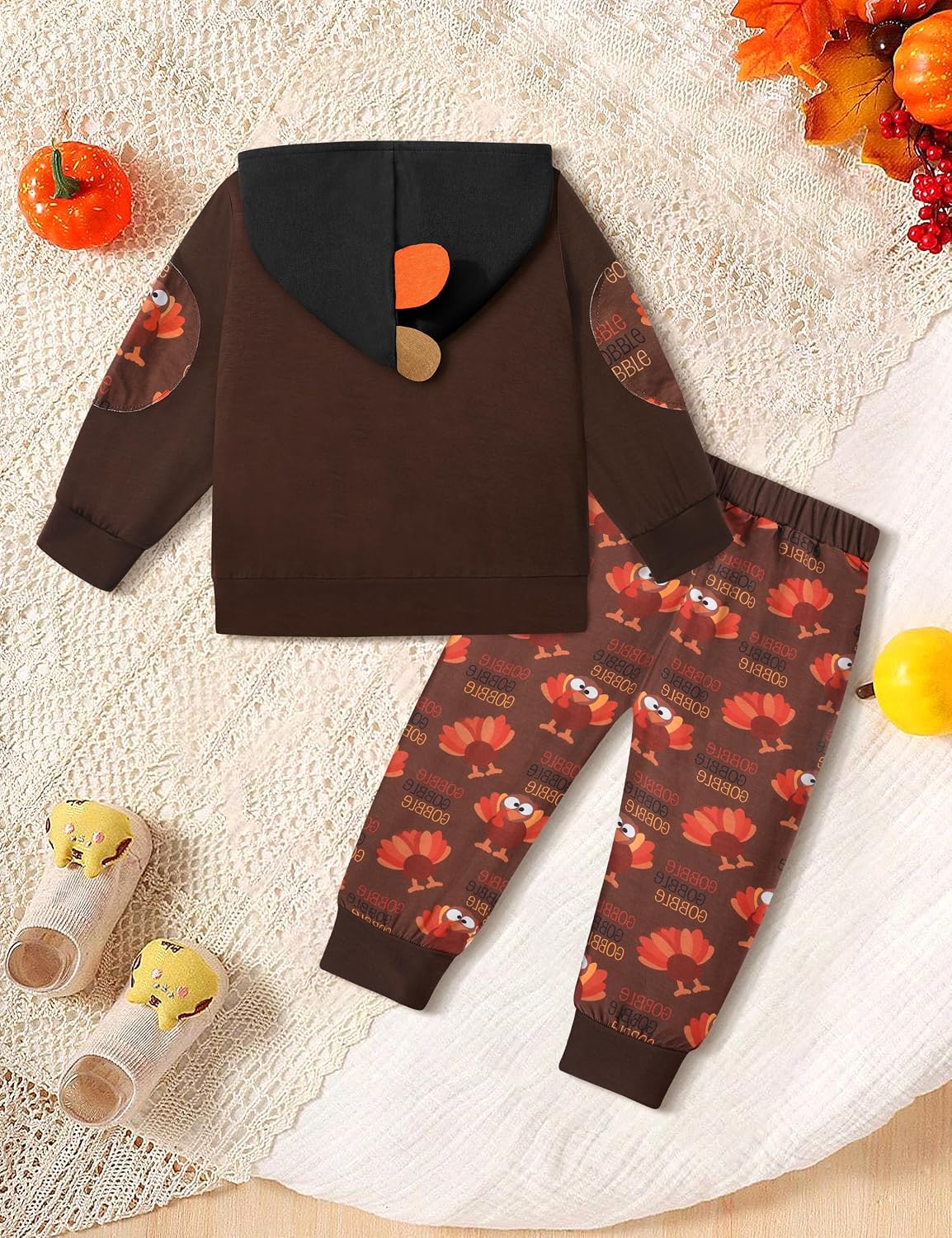 MIGU Thanksgiving Boy Outfit Toddler boy Thanksgiving Little Turkeys Boys Outfit Long Sleeve Hoodie+Long Pant 2pcs Set