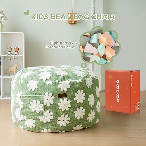Miniatura 6 de MAXYOYO Puf para niños, silla perezosa con patrón floral con relleno de espuma de alta densidad, sofá de suelo relleno para niños y niñas, sofá de
