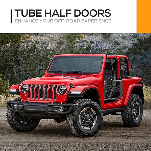 Miniatura 6 de SUORTO - Puertas tubulares de safari de media puerta todoterreno compatibles con Jeep Wrangler JL JLU 2018-2025 y Gladiator JT 2020-2024, 2 puertas,