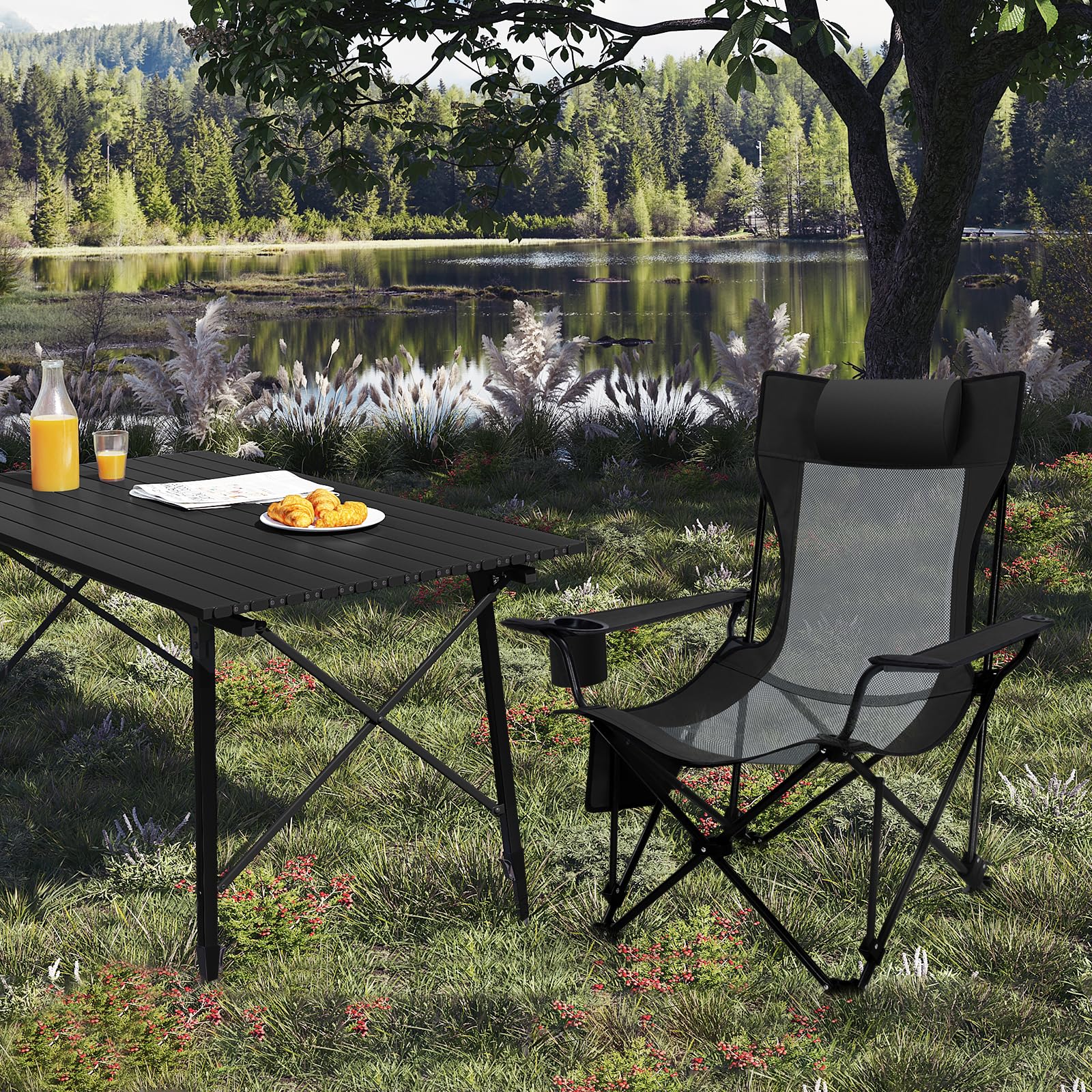 Woltu Sedia Da Campeggio Con Poggiapiedi Sedia A Sdraio Pieghevole