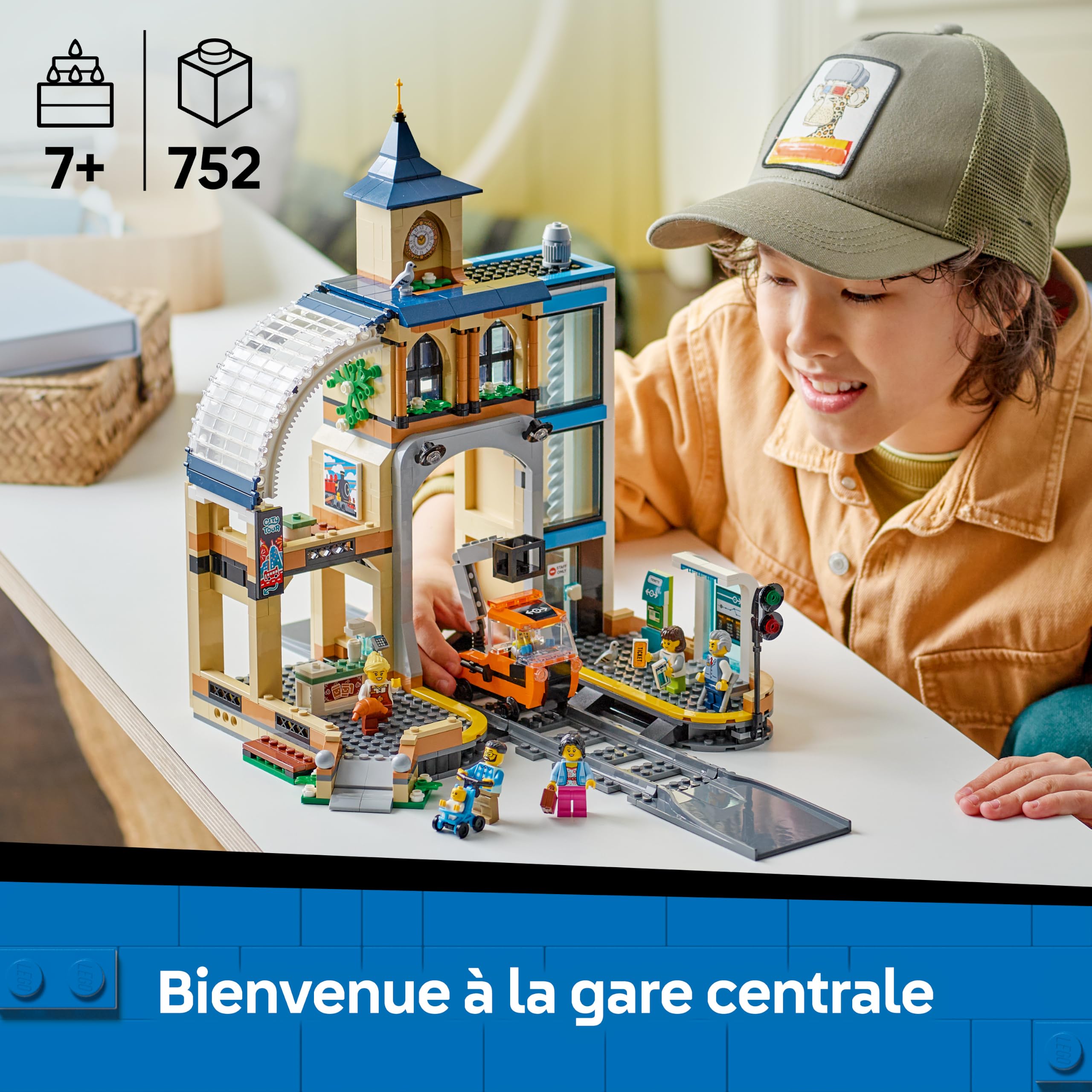 LEGO City La Gare Centrale - Jeu de Construction avec Autorail de Maintenance, Ascenseur Fonctionnel, 2 Quais & 1 Rail - 6 Minifigurines - Cadeau Original pour Garçon ou Fille dès 7 Ans 60469