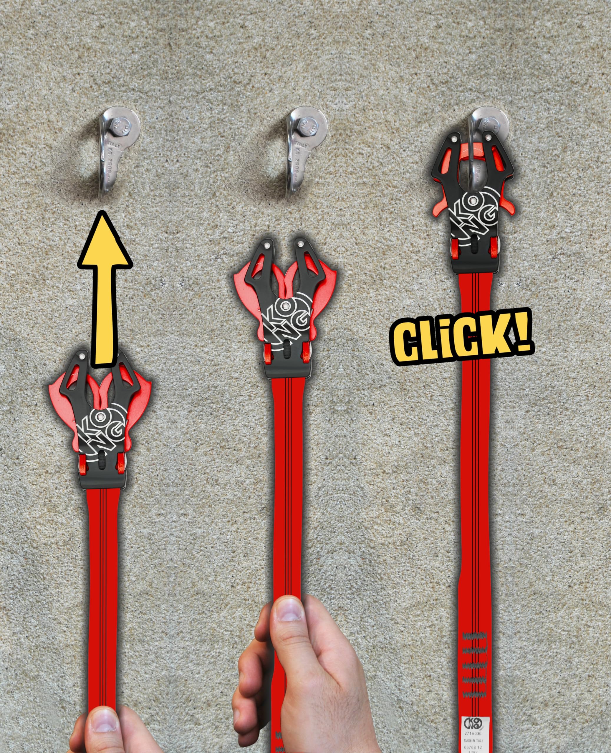 Kong. Prog XL. Raggiunge gli Spit Lontani. Ideale per Arrampicata, Alpinismo. Fettuccia Flessibile + Connettore Frog. Made in Italia. Certificazioni: EN 12275; EN 362. 130g. 50cm