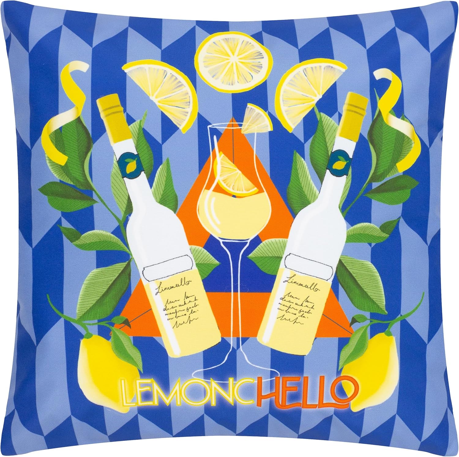 furn. Limoncello Abstract Outdoor Cushion Cover, Blue