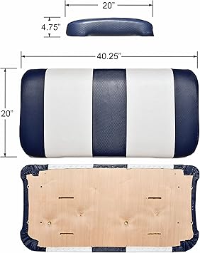 EZGO TXT Replacement Golf Cart Seat Cover Staple On Installation - 2 Piece - Premium Marine Vinyl - 5 Panel Stitching - Two-Tone (Black)