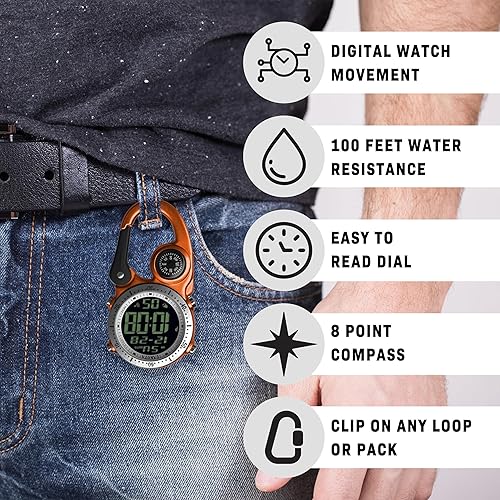 Miniatura 2 de Dakota Clip digital, reloj de clip, alarma, cronómetro, temporizador y reloj de doble hora, regalos al aire libre para hombres y mujeres, uso para