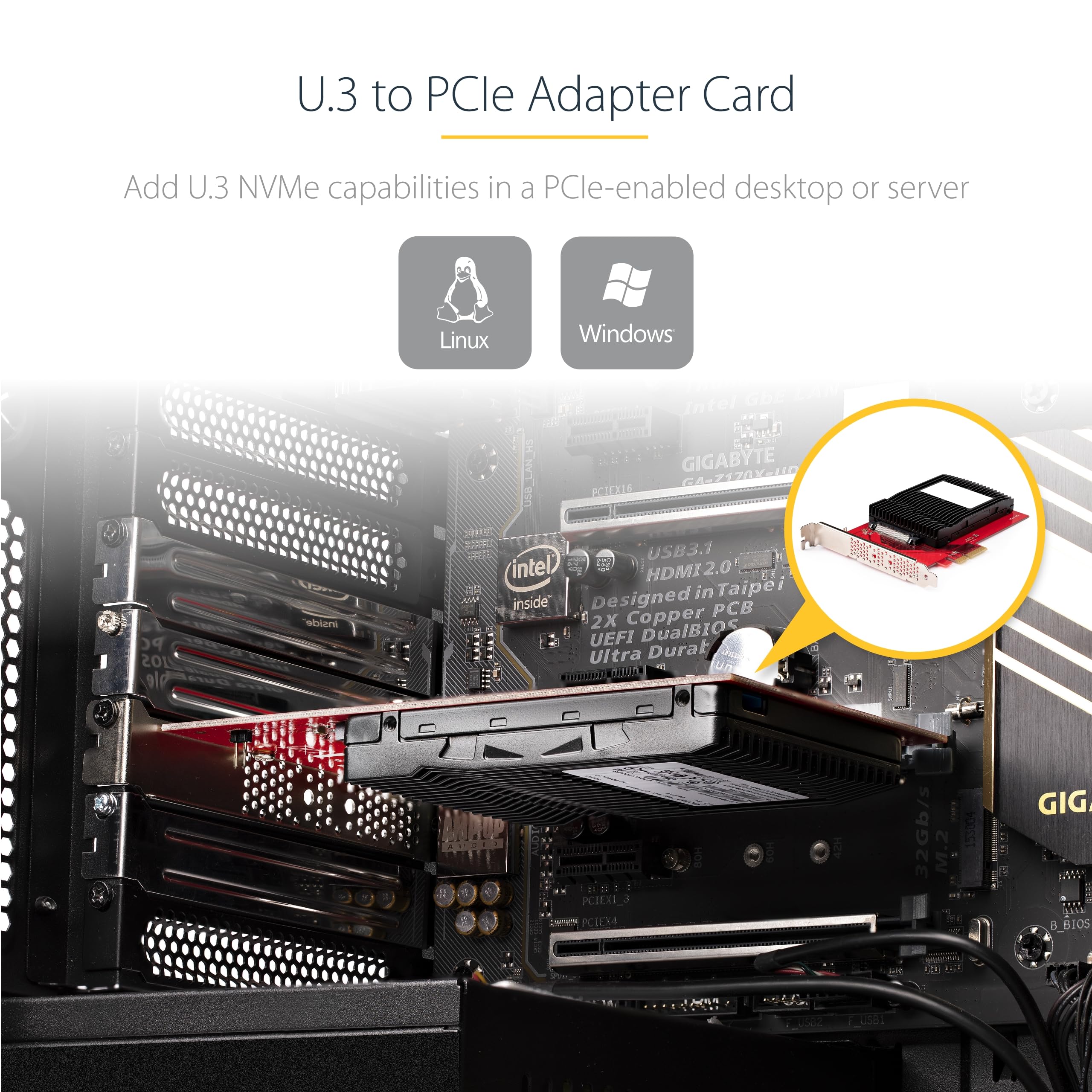 StarTech.com U.3 to PCIe Adapter Card PEX4SFF8639U3