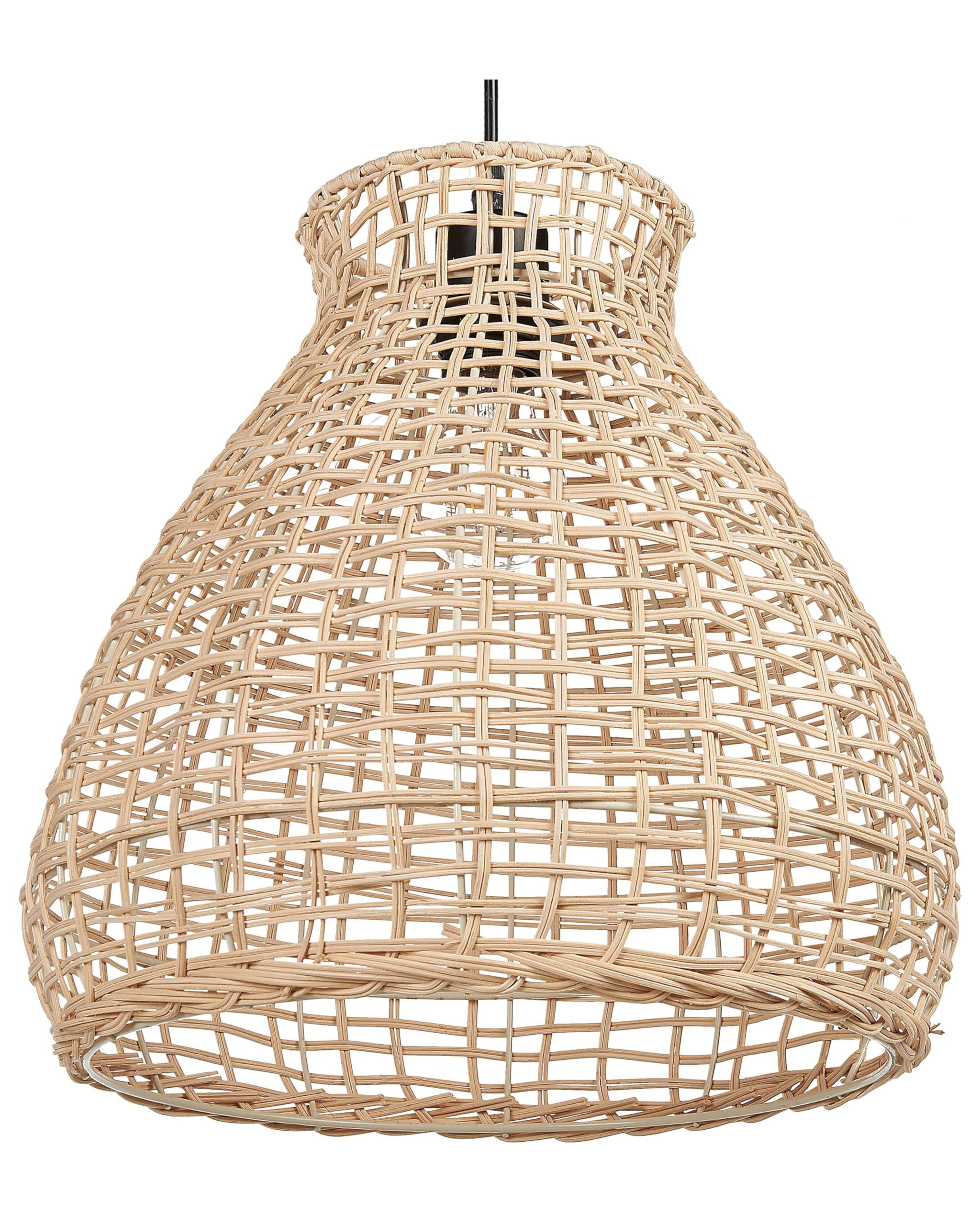 Boho Pendelleuchte mit Schirm aus Rattan Hängelampe natürlich 127 cm Sakeni
