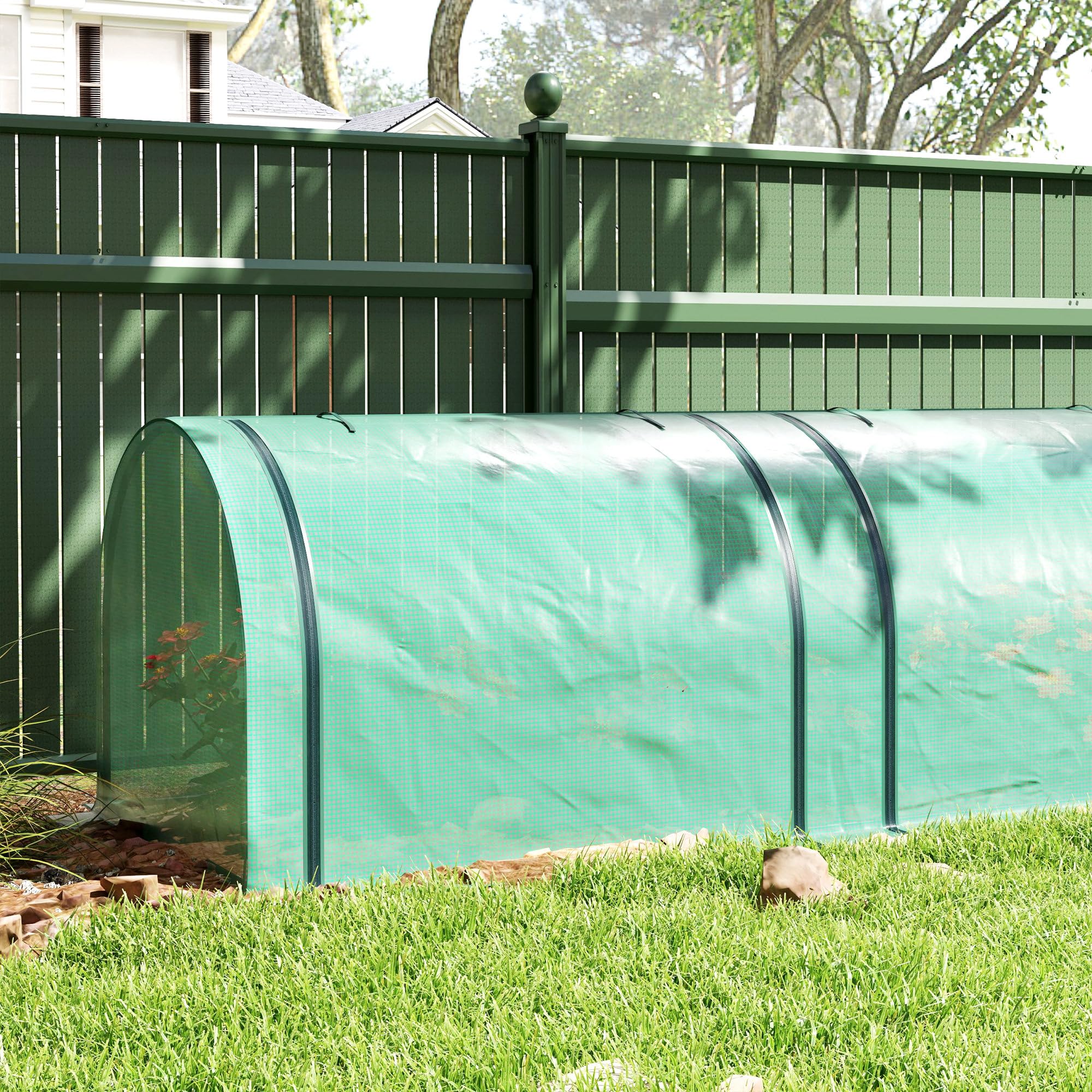 Outsunny Invernadero de acero 350 x 100 x 80 cm, color verde | Invernadero de aluminio con puerta enrollable con cremallera, invernadero, tomates, tomates y verduras