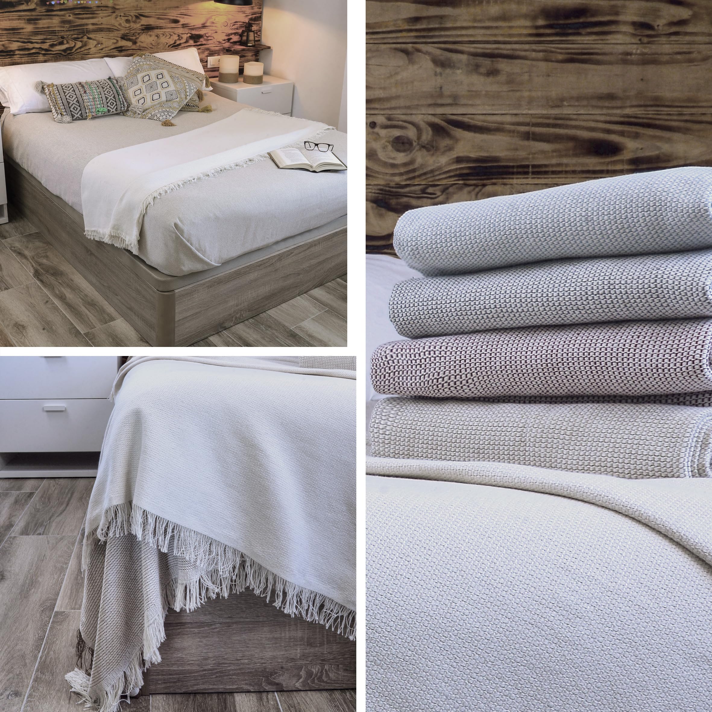 ECOMMERC3 | Plaid Multiusos Alessia Tamaño 300x260 cm - Colcha Multiusos Color Crudo Cubrecama Decorativo para Sofá y Cama