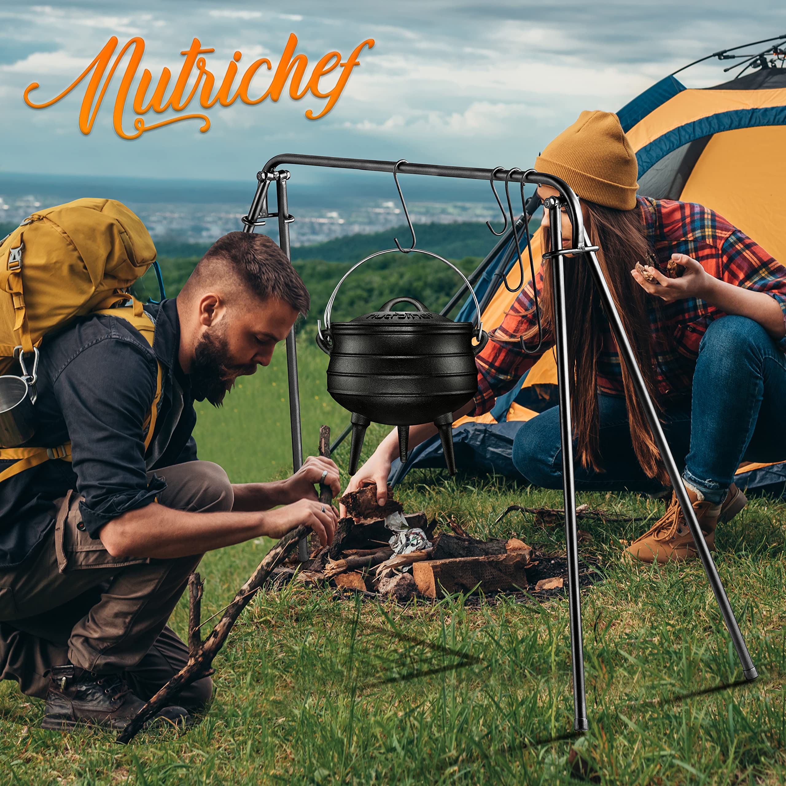 10QT Cast Iron Potjiekos 10 Quart PreSeasoned Threelegged Cauldron