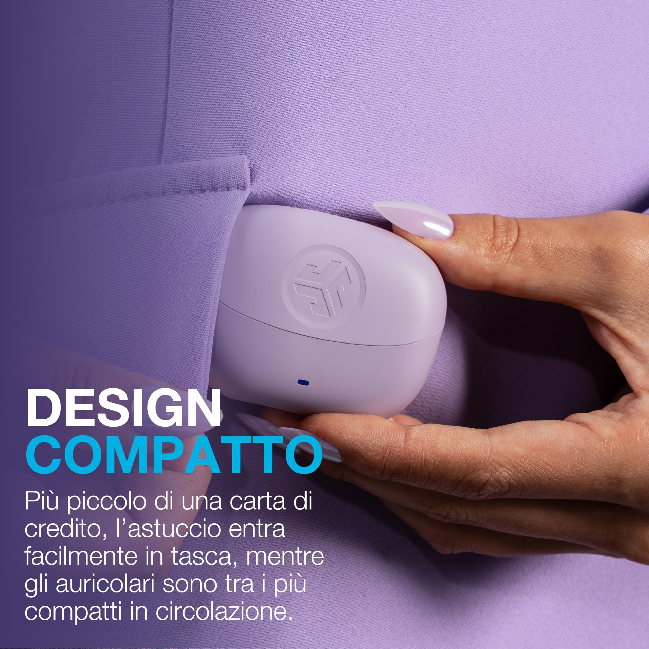 JLab Go Pods ANC Auricolari Bluetooth Cancellazione Rumore, Lilla | Cancellazione Attiva del Rumore Ibrida, Cuffie Wireless IP55, 26h+ Autonomia, Chiamate Nitide, Audio via App