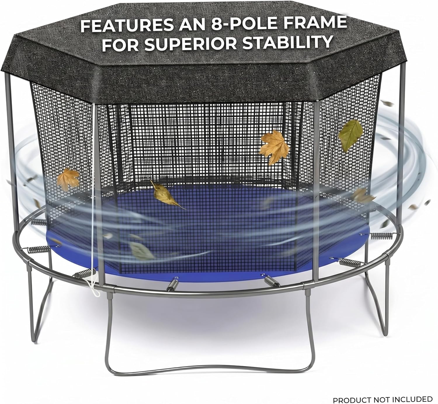 Trampoline Shade Cover Uv-Blocking High-Density Polyethylene Foldable Trampoline Canopy for 10ft Round Trampolines Accessories (8-Pole Frame). image 3