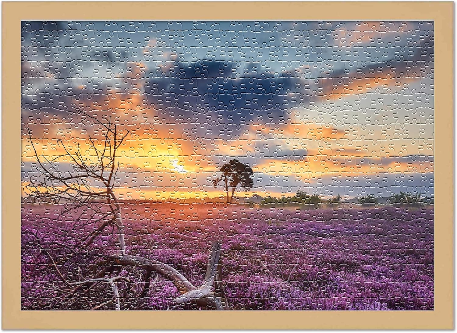CountryArtHouse 19.75x26.75 Puzzle Frame Set with Peel & Stick Puzzle Glue Sheets Natural Wood - Includes Acrylic Front, Foam Backing Board, and Wall Hardware