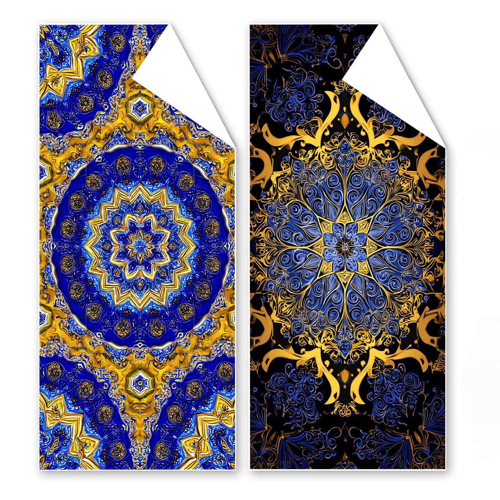 Telo Mare Microfibra 90x180 cm Telo Mare Grande, Asciugamano Palestra Assorbente Asciugatura Rapida, Asciugamano Mare Antisabbi Stuoia Spiaggia per Piscina, Campeggio, Viaggio 2 Set- Boemia Blu G1-832