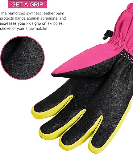 Miniatura 5 de ThxToms Guantes de invierno para niños, impermeables, guantes de nieve para niños y niñas, clima frío, deportes al aire libre, snowboard, bicicleta