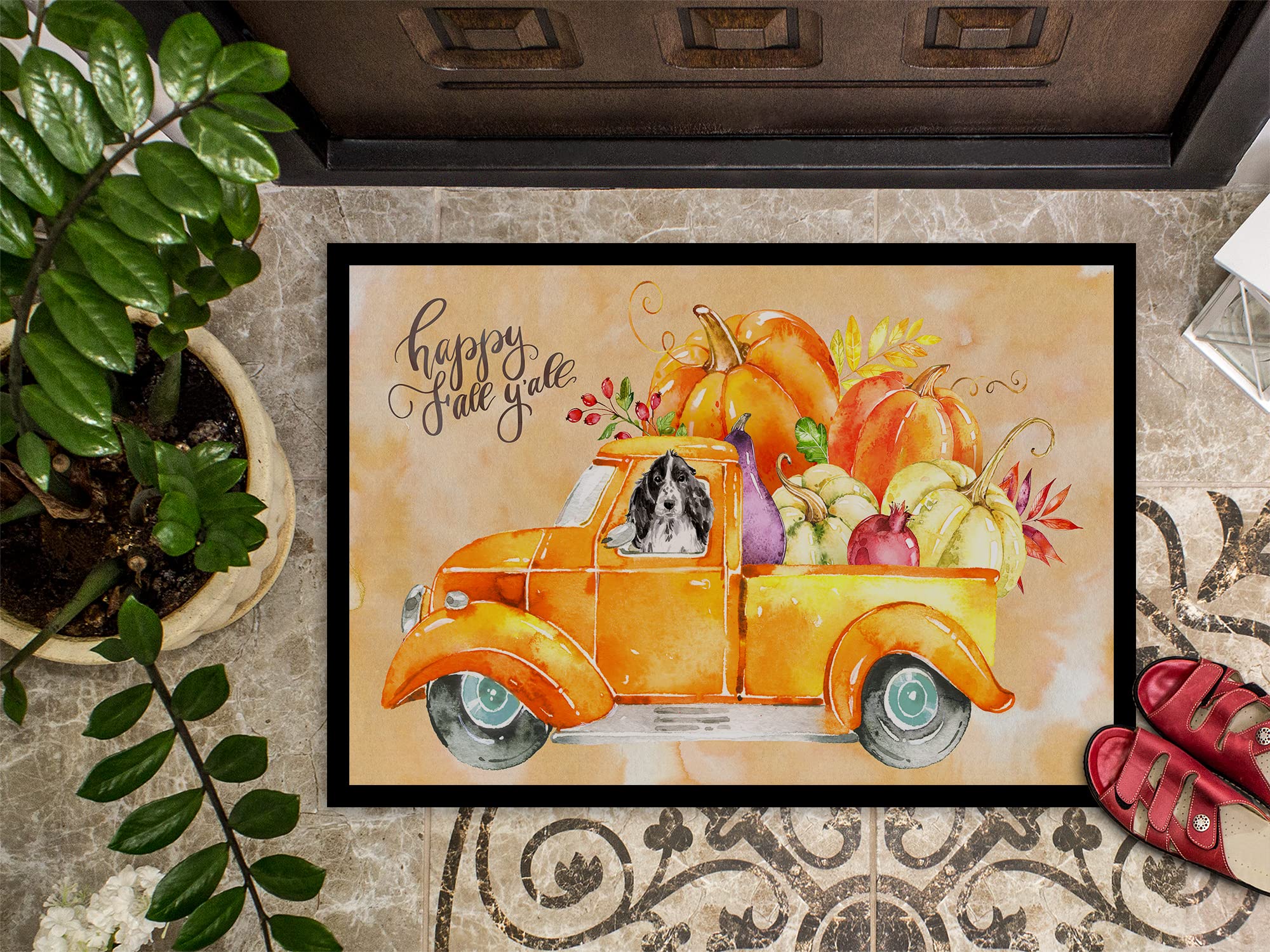Carolines Treasures Fall Harvest Black Parti Cocker Spaniel zerbino, multicolore, 18 x 27 W