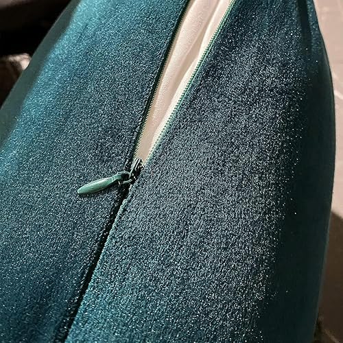 Miniatura 3 de AyoAc - Juego de 2 fundas de almohada cuadradas de terciopelo decorativas para sofá, cama, silla, 18 x 18 pulgadas, color verde azulado oscuro, 20 x