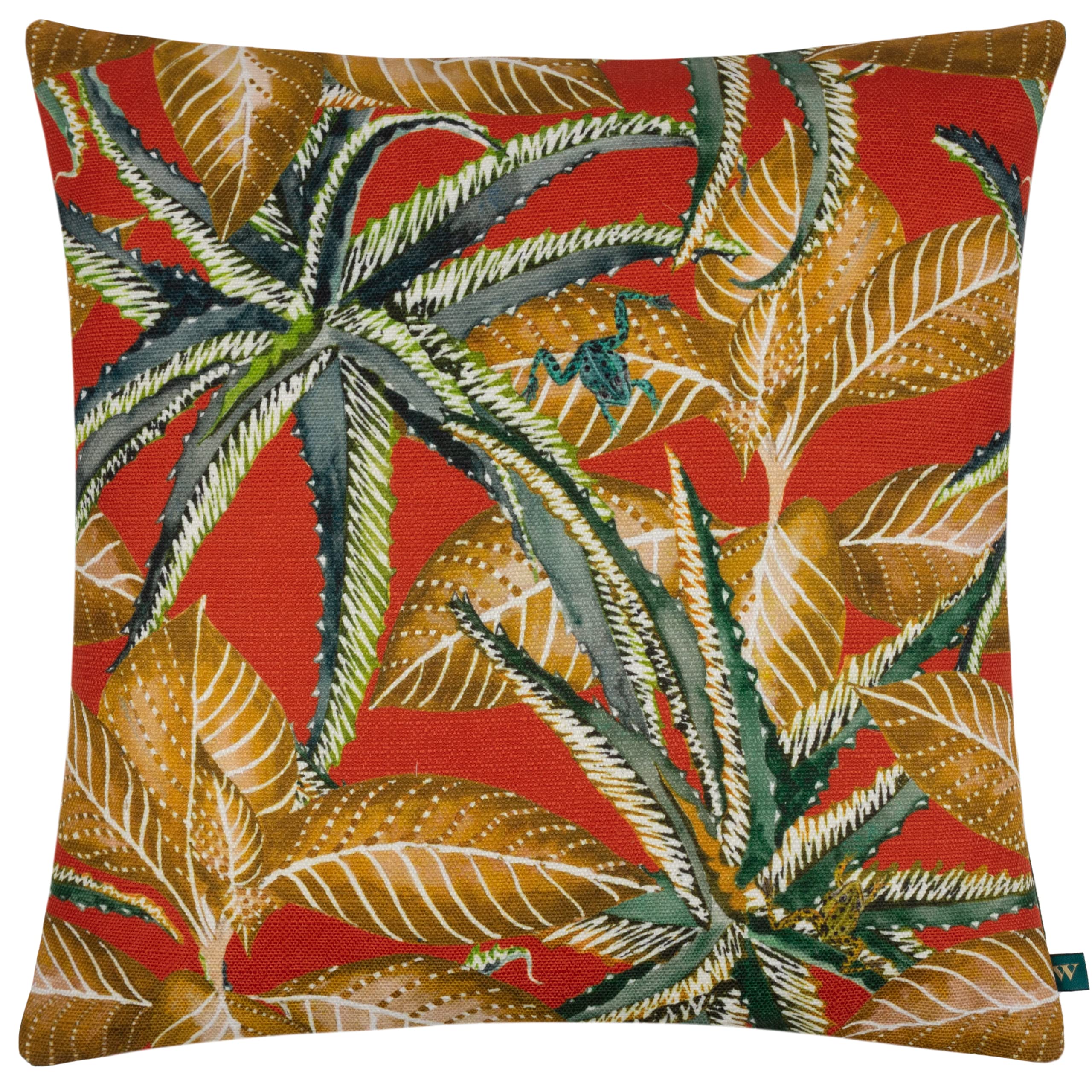 Wylder Tropics Unisex Tangerine Ebon Wilds Jahi Tropical Floral Polyester Filled Cushion In | Size: 43Cm X 43Cm
