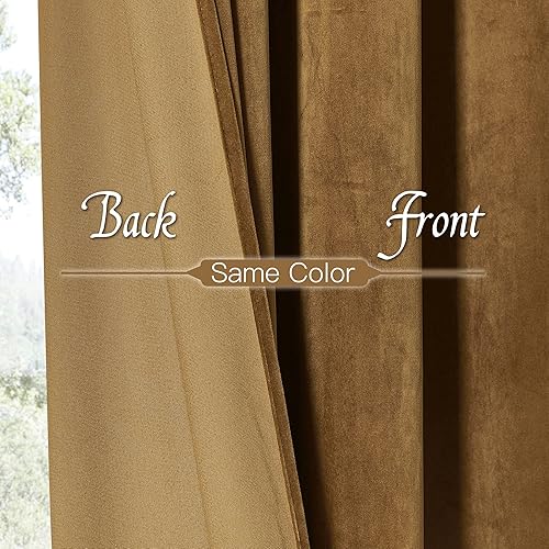 Miniatura 61 de RYB HOME Juego de 2 paneles de cortinas de terciopelo malva, cortinas y cortinas para oscurecer la habitación, con aislamiento térmico, decoración