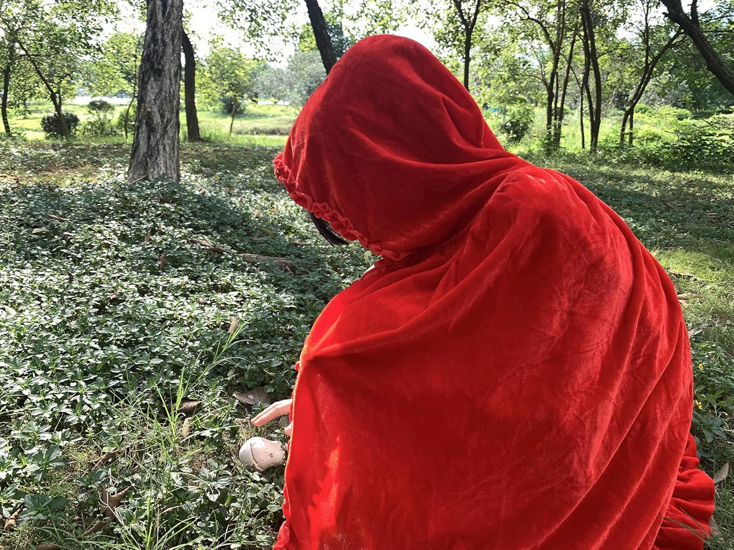 Little Red Riding Hood Cape Women,Red Velvet Cape,Halloween Christmas Costume - Image 6