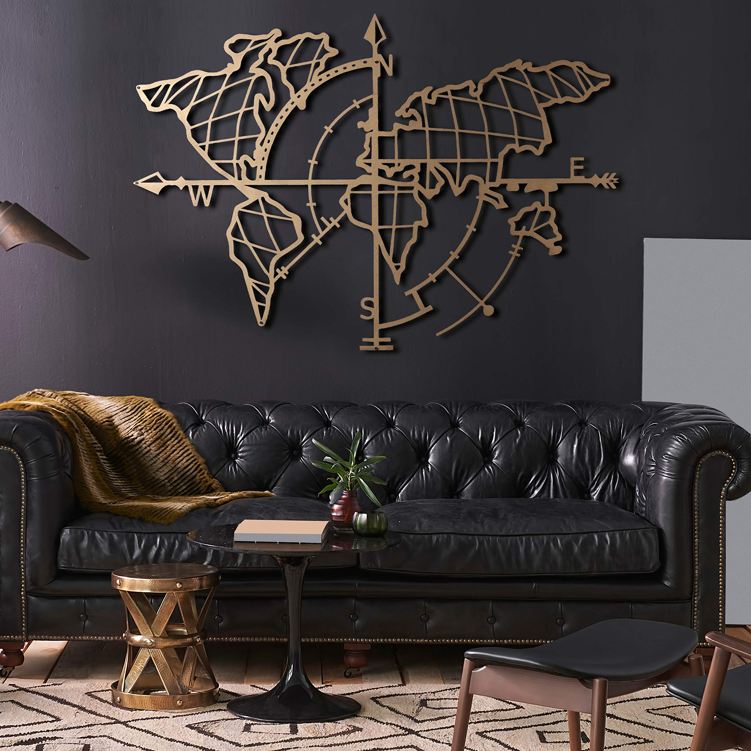 Buy Tubibu Modern Wall Art, 100 Metal Metalic World Map, Size (26