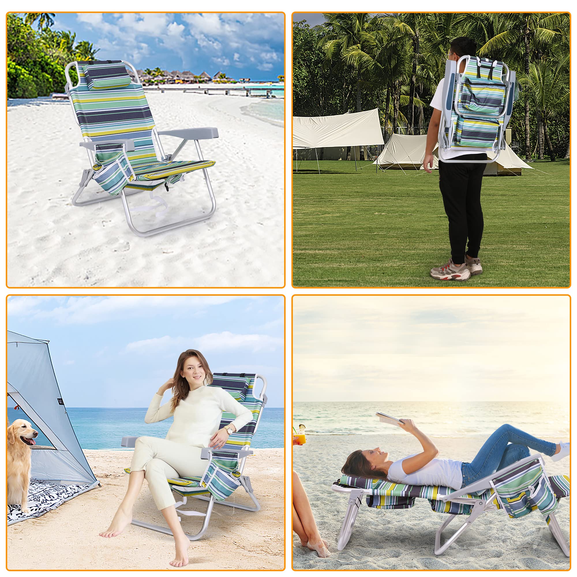 5 position high back beach chair