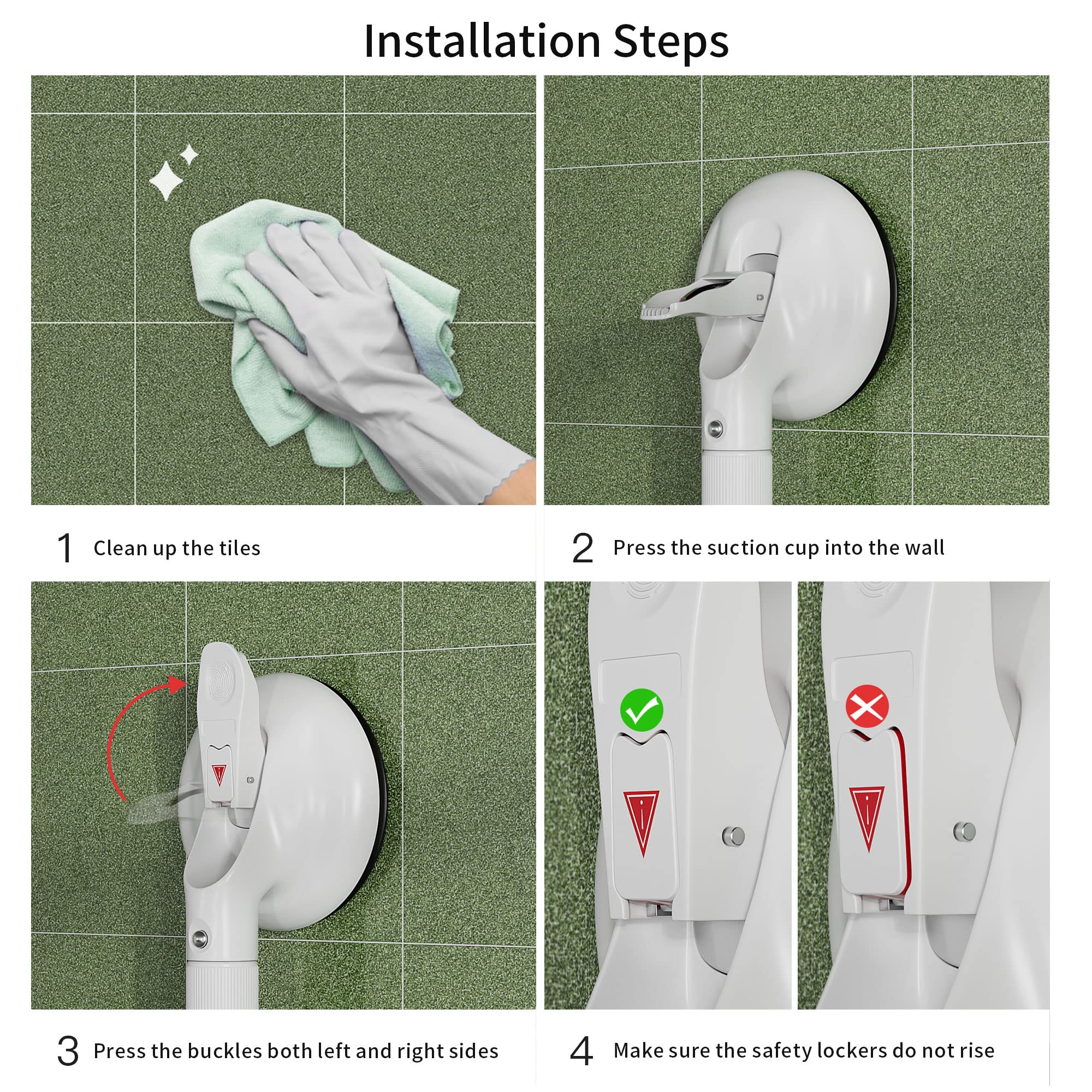 SHAPON Barra de agarre para ducha, barra de agarre de ducha con ventosa fuerte, barra de agarre de ducha para bañeras y duchas, fácil de instalar, barra de agarre de ducha para personas mayores