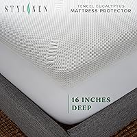 Vista 4 de Protector de colchón Queen Tencel Eucalipto – Funda de refrigeración impermeable transpirable que protege contra la humedad, derrames y manchas, sin