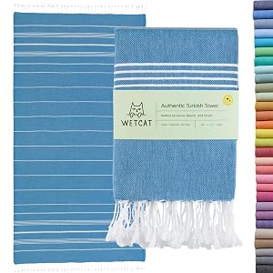 WETCAT Turkish Beach Towel Oversized 38x71 100 Turkish Cotton Made in Turkey - Sand Free Extra Large Ultra