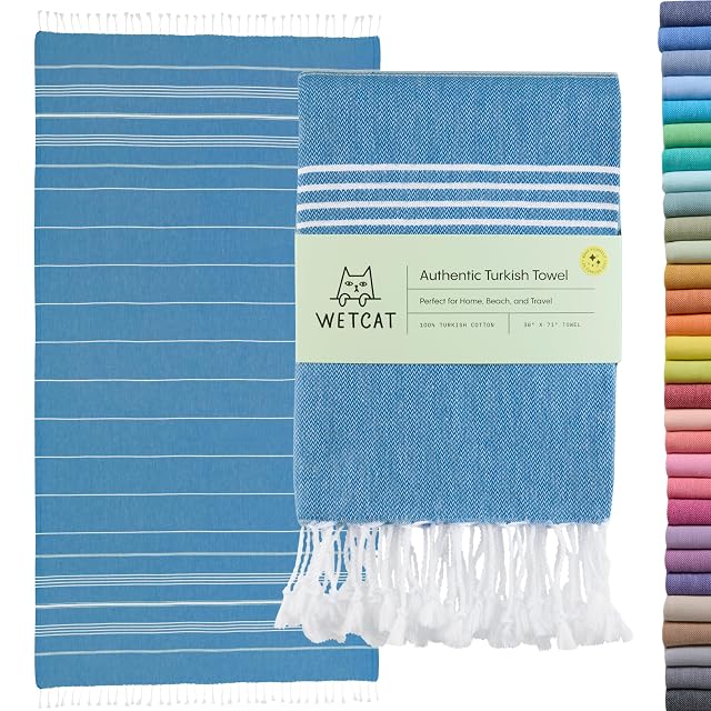 WETCAT Turkish Beach Towel Oversized 38x71 100 Turkish Cotton Made in Turkey - Sand Free Extra Large Ultra