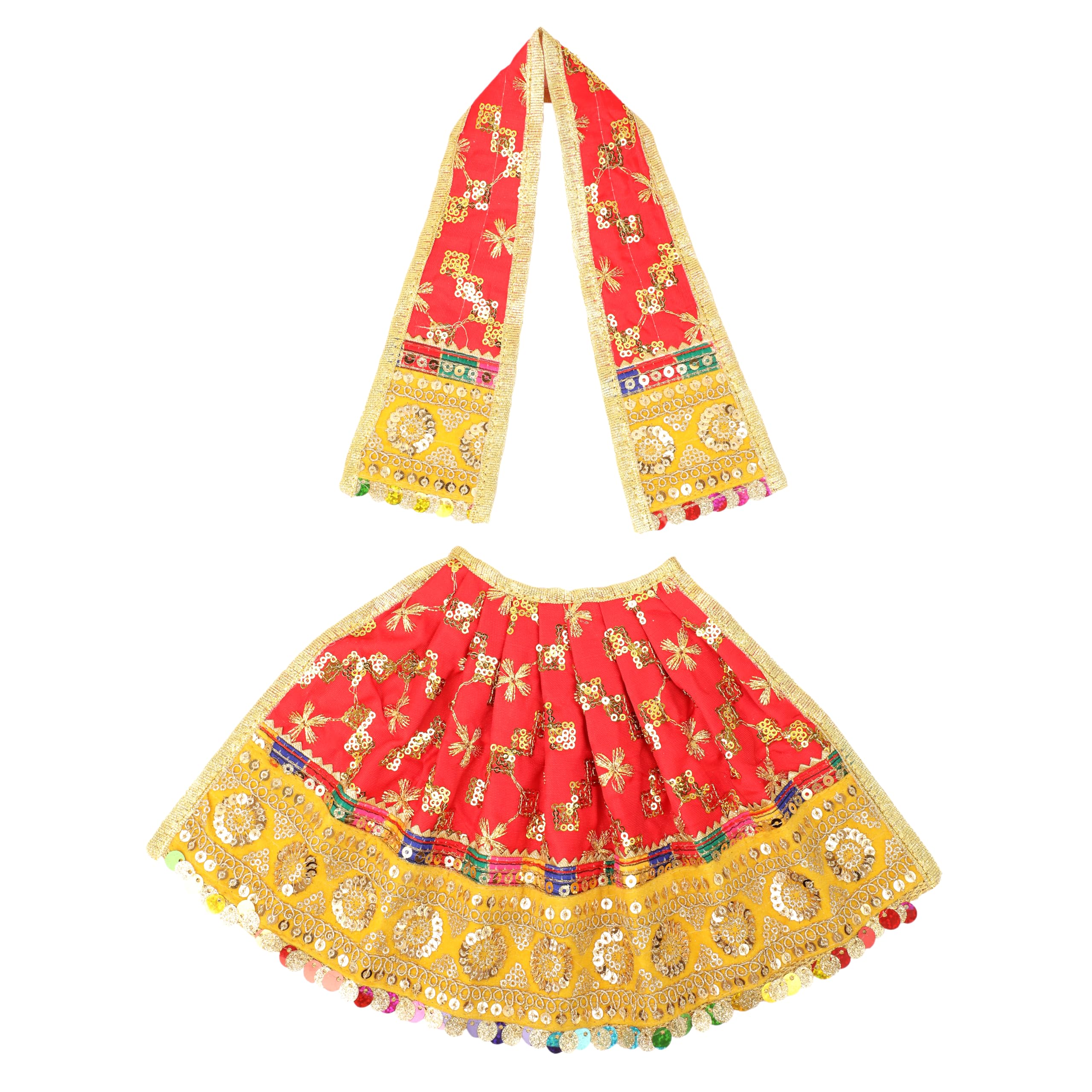 Aditri CreationDecorative Laxmi Durga Devi MATA Dress poshak vastra Cloth lehanga Chunari Puja Item for Idol Statues for Indian Traditional Holi Festival Pooja Decoration Home Decor(Size:- 7")(Red)
