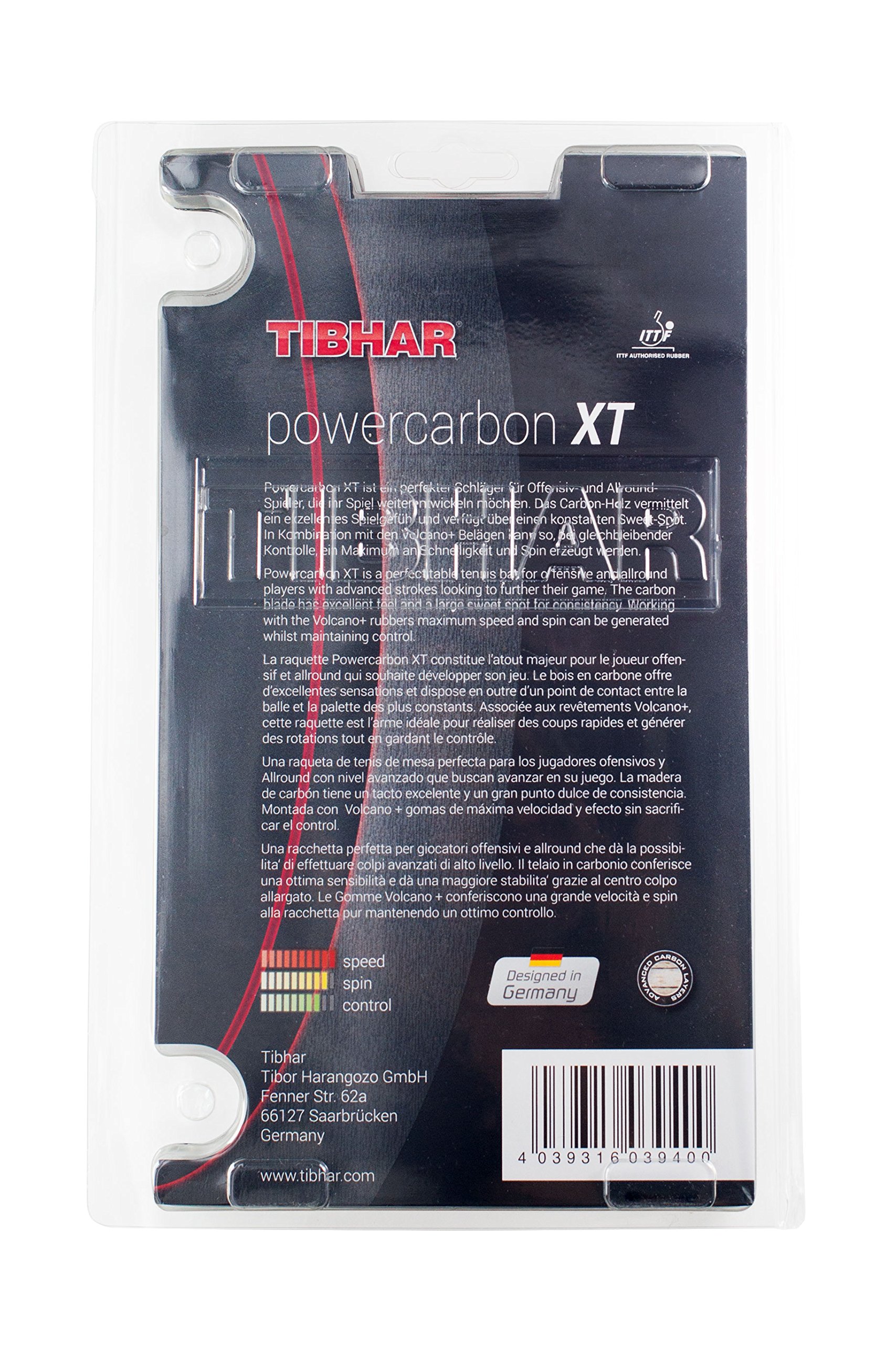 Tibhar - Raqueta de Tenis de Mesa Powercarbon XT - Raqueta TT Multiusos y Ofensiva con autorización ITTF