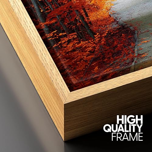 Vista 39 de SIGNFORD Lienzo enmarcado para pared, tren de montaña de otoño, vías de ferrocarril, naturaleza, desierto, fotografía, realismo, paisaje decorativo