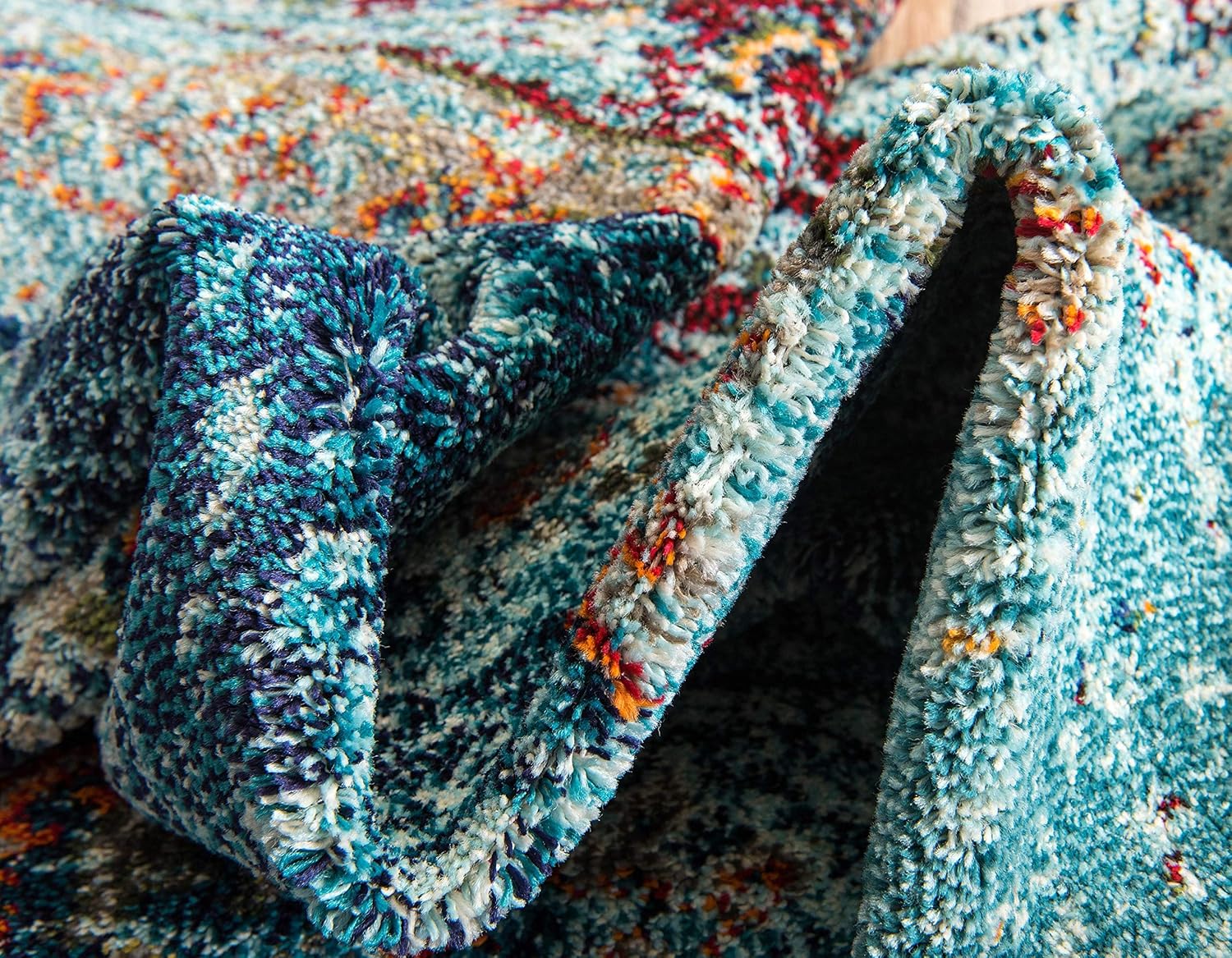 Unique Loom Vita Collection Saturated Over-Dyed Traditional Gradient Area Rug, 2 ft 7 in x 10 ft, Turquoise/Navy Blue