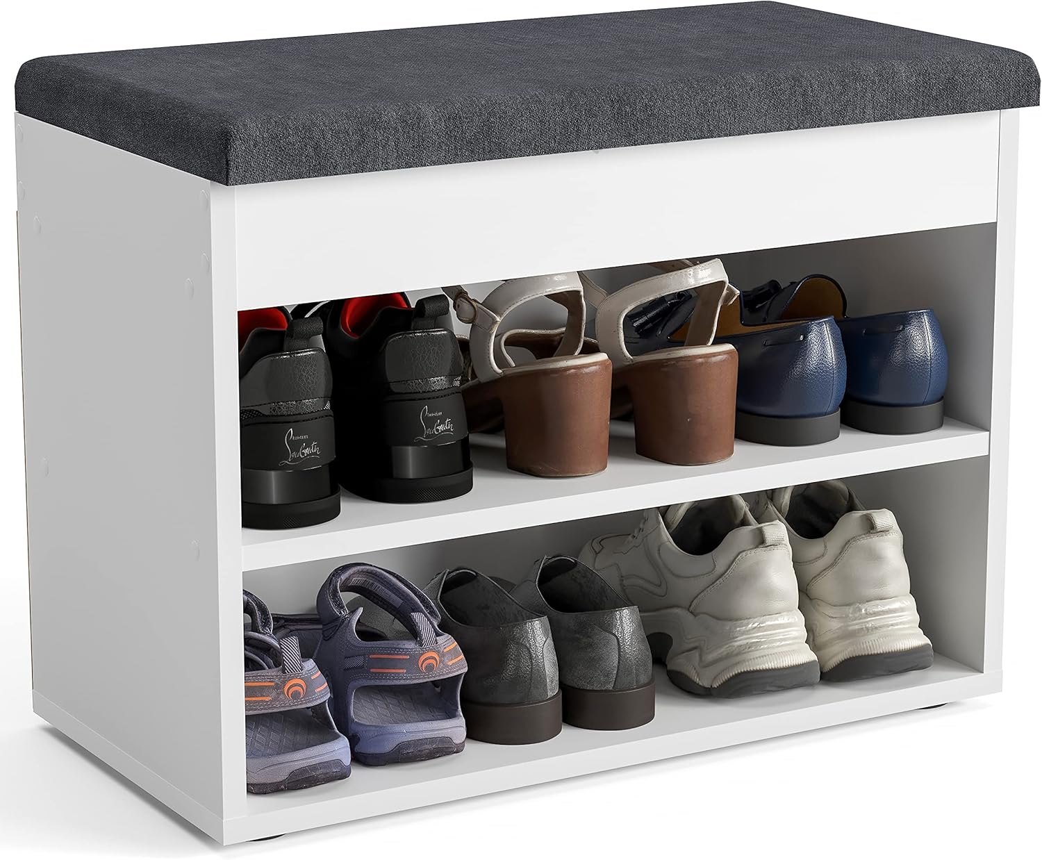 KOMTO Schuhbank mit Sitzfläche Schuhregal Bank mit Stauraum Weiß 60 x