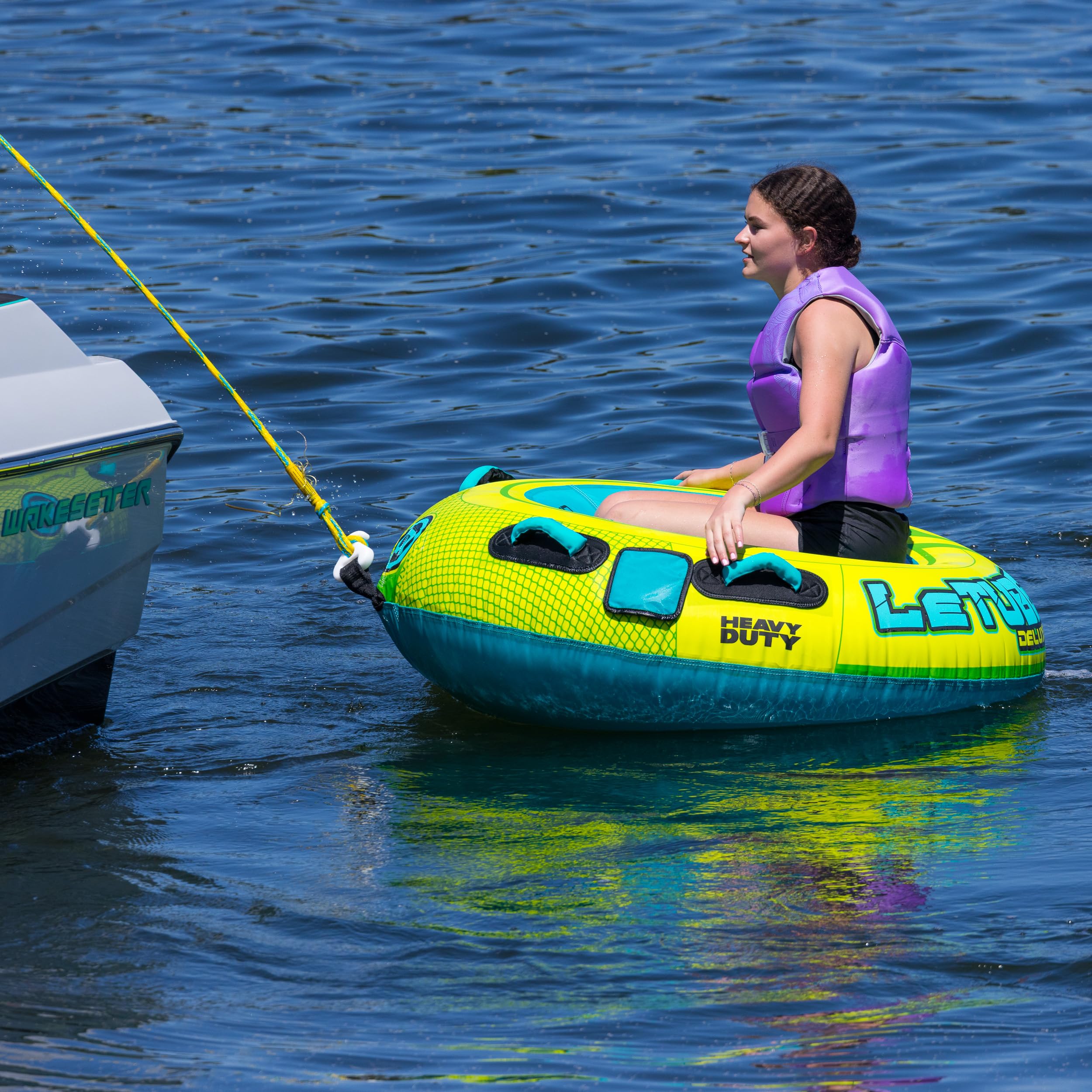 O'Brien LeTube Deluxe Abschleppschlauch – 1 Person Donut-Stil aufblasbar für Bootfahren & Wassersport am See – 142,2 cm strapazierfähige Voll-Nylon-Abdeckung, Blitzventil