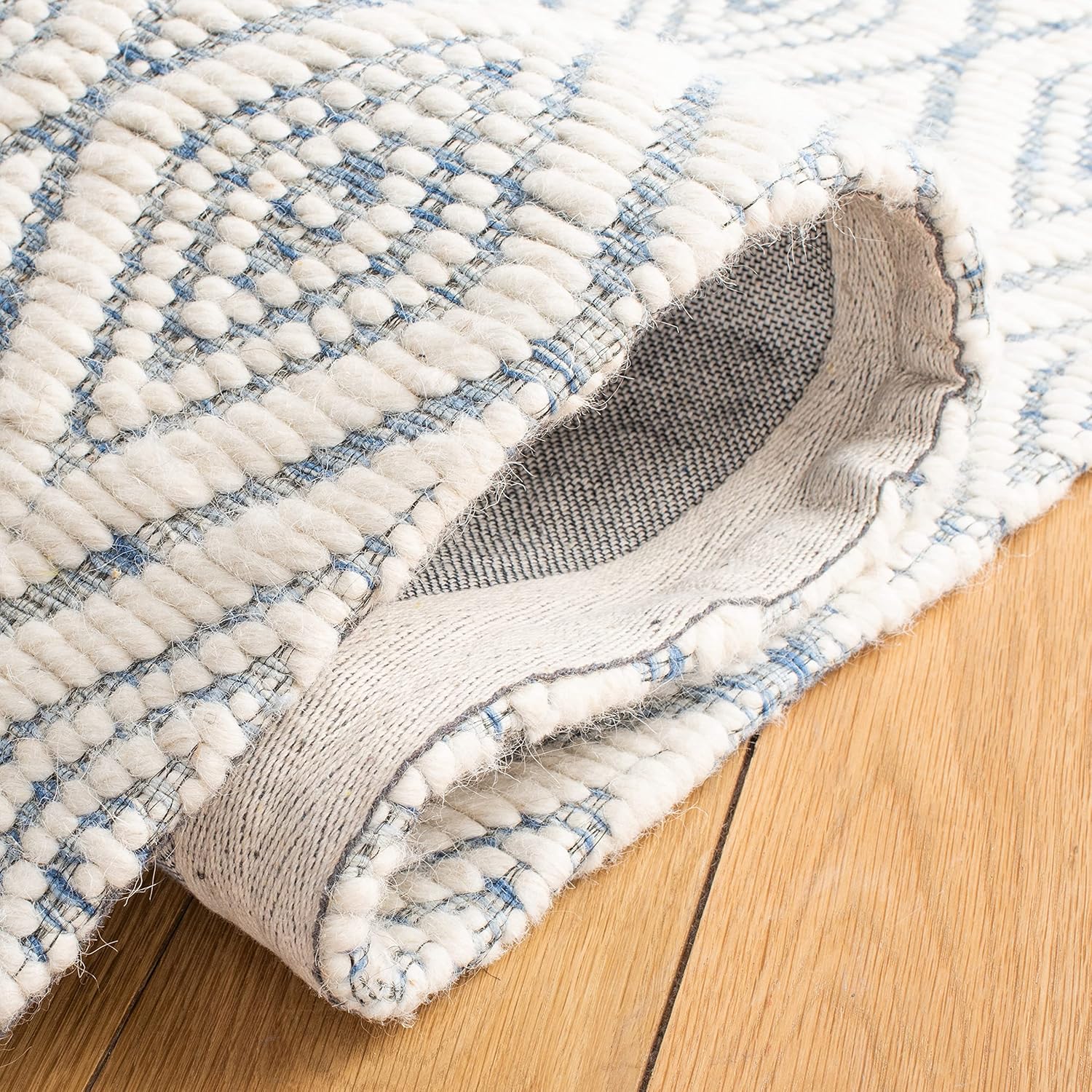 SAFAVIEH Marbella Collection Runner Rug - 2'3" x 8', Blue & Ivory, Handmade Boho Trellis Wool, Ideal for High Traffic Areas in Living Room, Bedroom (MRB308M)
