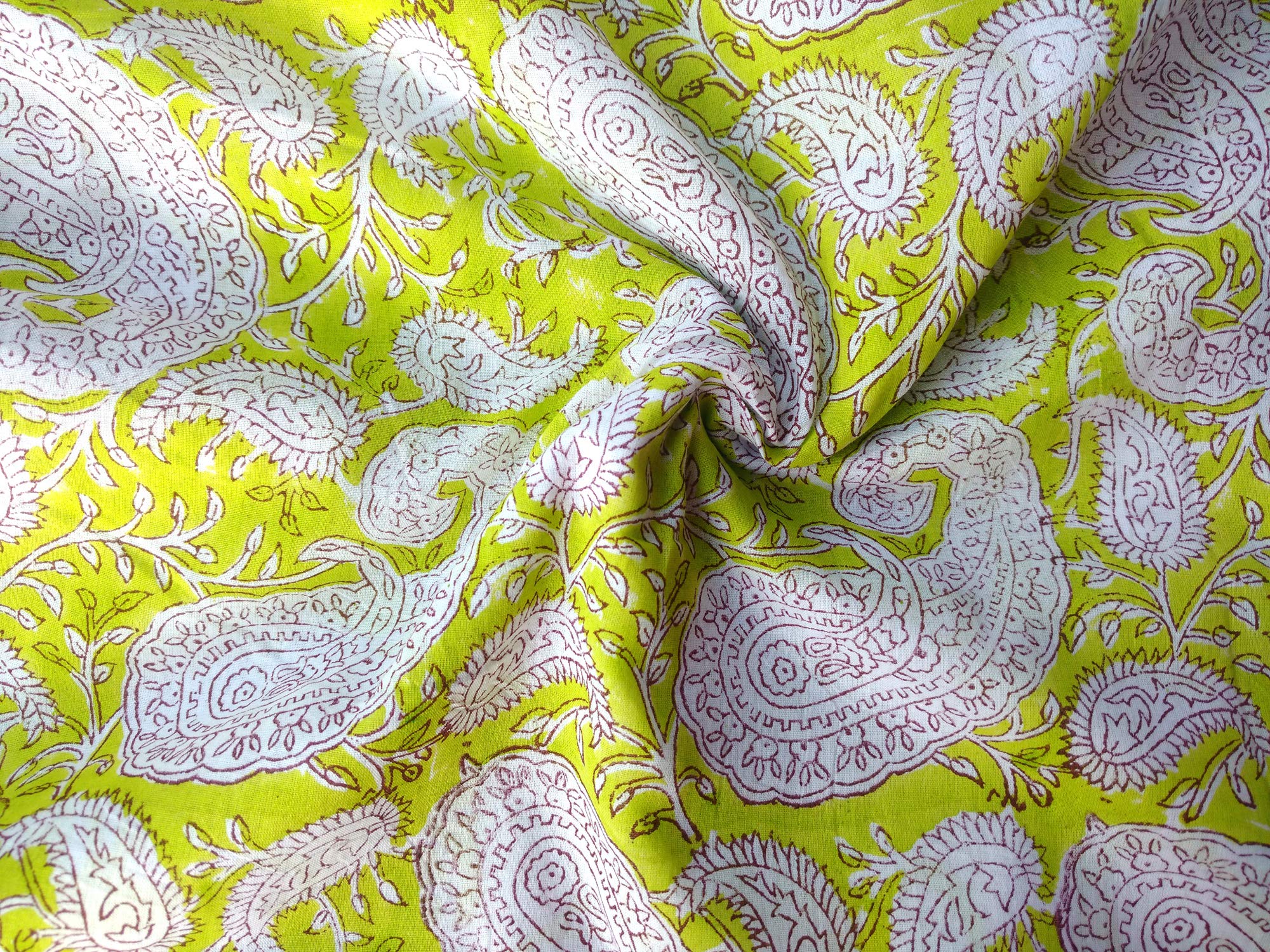 Rastogi Handicrafts Tkanina bawełniana z nadrukiem z tkaniny bawełnianej rozmiar 15 metrów dekoracja domu rękodzieło (4)