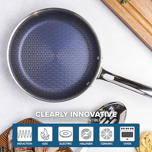 Miniatura 6 de Viking Sartén antiadherente de 3 capas, 8 pulgadas Hybrid Plus utensilios de cocina de acero inoxidable, color plateado