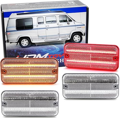 iJDMTOY Kit de luz de marcador lateral frontal y trasero con lente semitansparente ámbarrojo, compatible con GMCChevy Van Sportcan Vandura SaVana