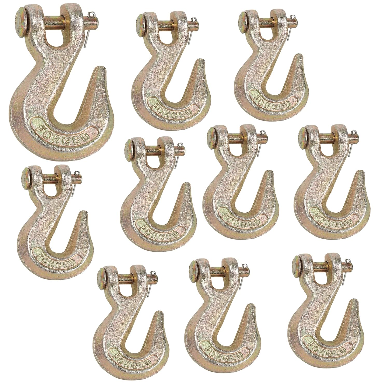 10pack 5/16" Clevis Grab Hook 6,600 lbs WLL – Heavy-Duty Forged Steel Hooks for Trailer, Truck, Flatbed, Tow Chain, and Transport Application