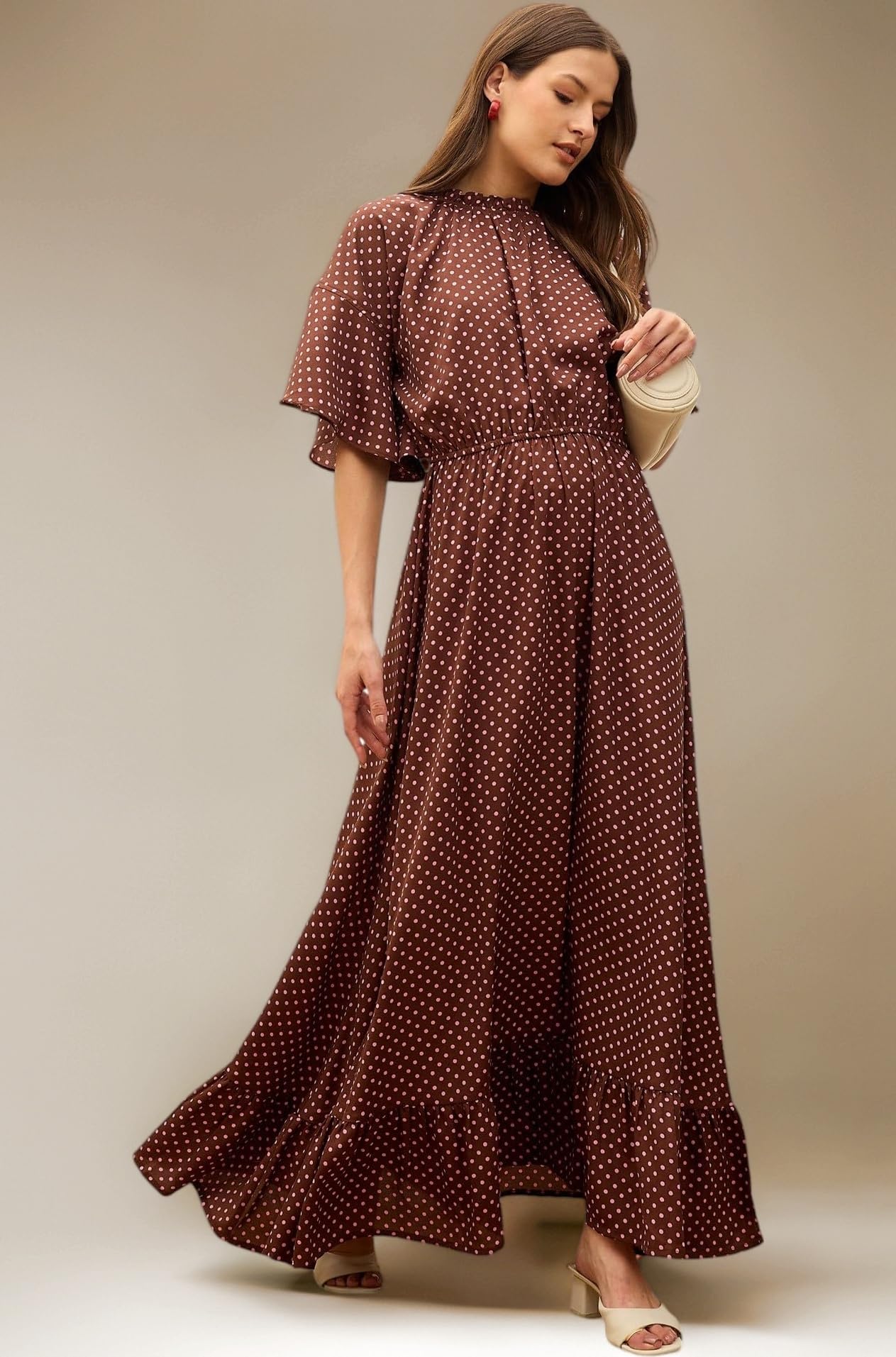 Polka Dot FlaHem Maxi Dress