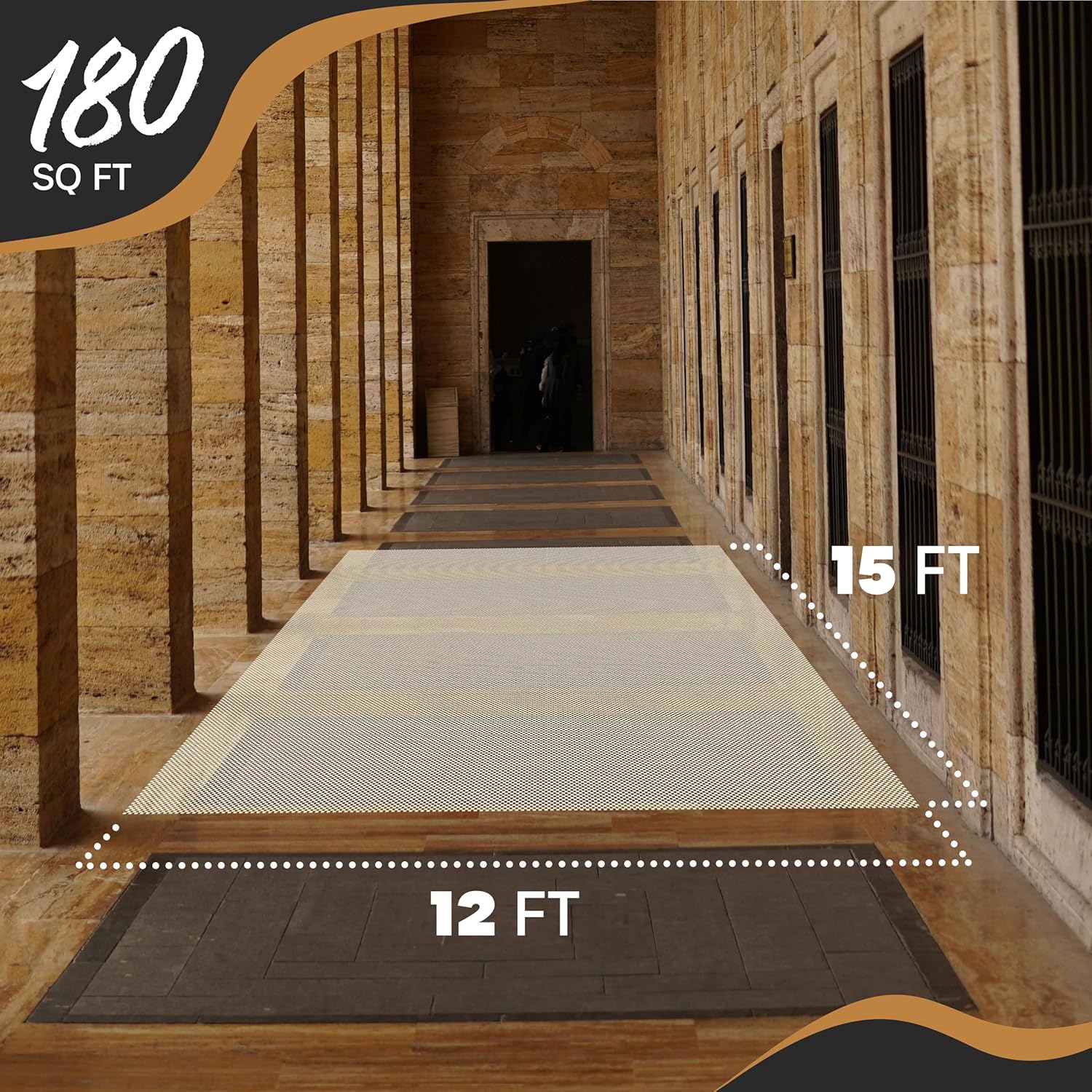 Nevlers 12'x15' Anti Skid Rug Gripper for Hardwood Floors & Other Surfaces | White PVC Foam Non Slip Rug Pad | Open Weave Anti Slip Rug Grips | Non Slip Rug Grippers & Rug Stoppers to Prevent Sliding