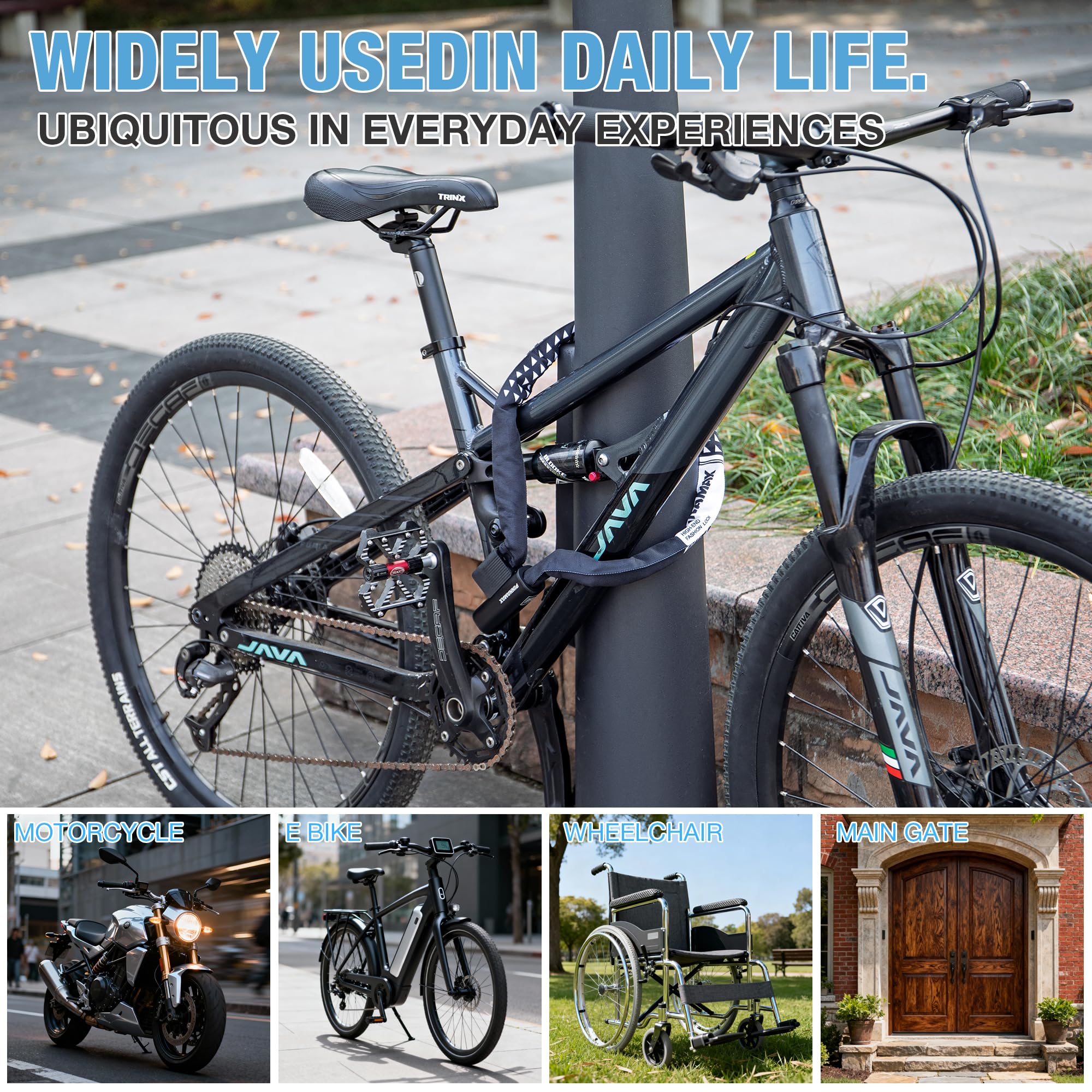 Antivol de vélo 1 m – Chaîne antivol pour vélo – Évaluation par étoiles – Câble antivol robuste avec clés pour vélo électrique, moto, scooter, vélo, porte, portail