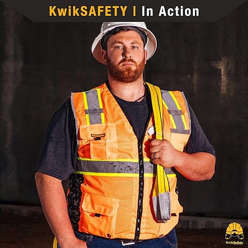 Miniatura 6 de KwikSafety - Charlotte, NC - Chaleco de seguridad digital BIG KAHUNA edición limitada Clase 2 ANSI OSHA reflectante Hi Vis, equipo de trabajo